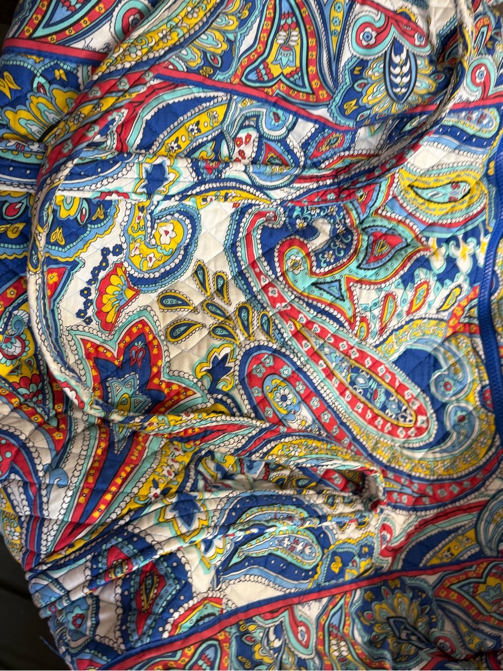 Vera Bradley Large Blue Paisley Quilted Duffel Weekender Travel Bag